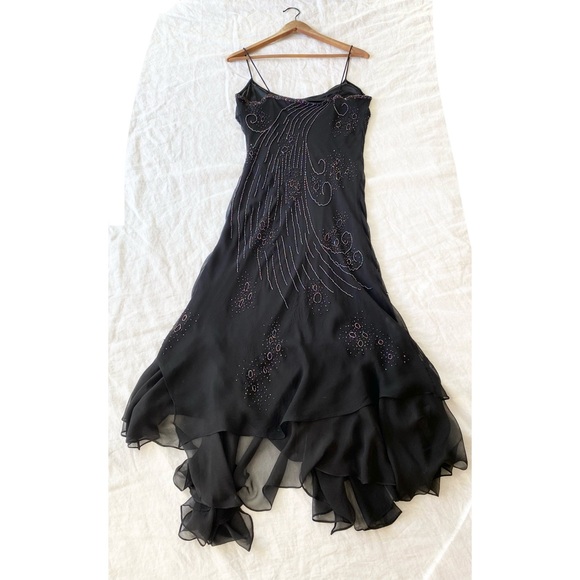 Jora Collection Silk Beaded Spaghetti Strap Formal Dress - Picture 4 of 16